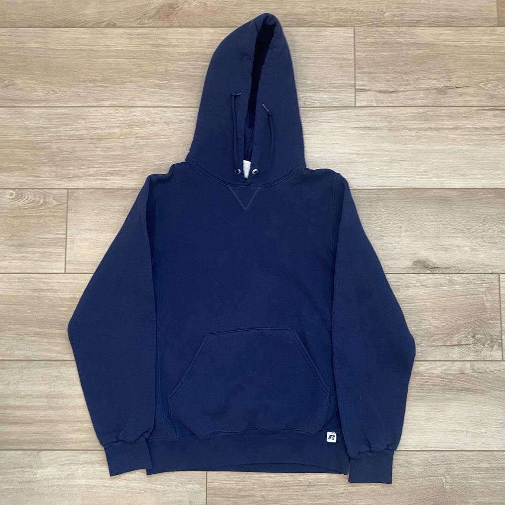 Y2K Russell Athletic Navy Blue Pullover Hoodie Streetwear Adult Size Small 2000s